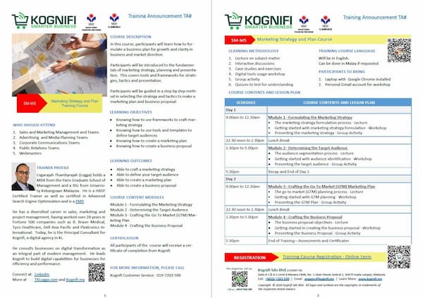 Kognifi.SM-MS.Marketing Strategy and Plan Course Training Plan and Announcement