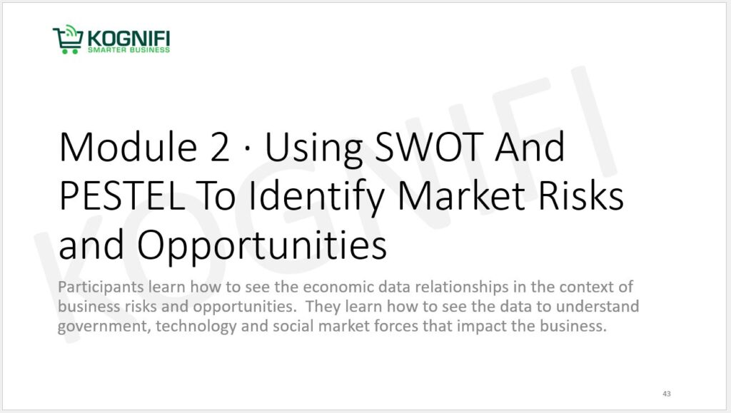 Using SWOT and PESTEL to Identify Market Risks and Opportunities Training - Kognifi