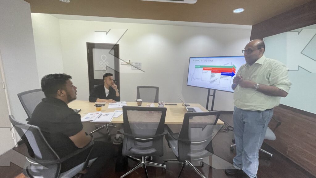 Trainer leads a discussion in a Kognifi Marketing Plan class