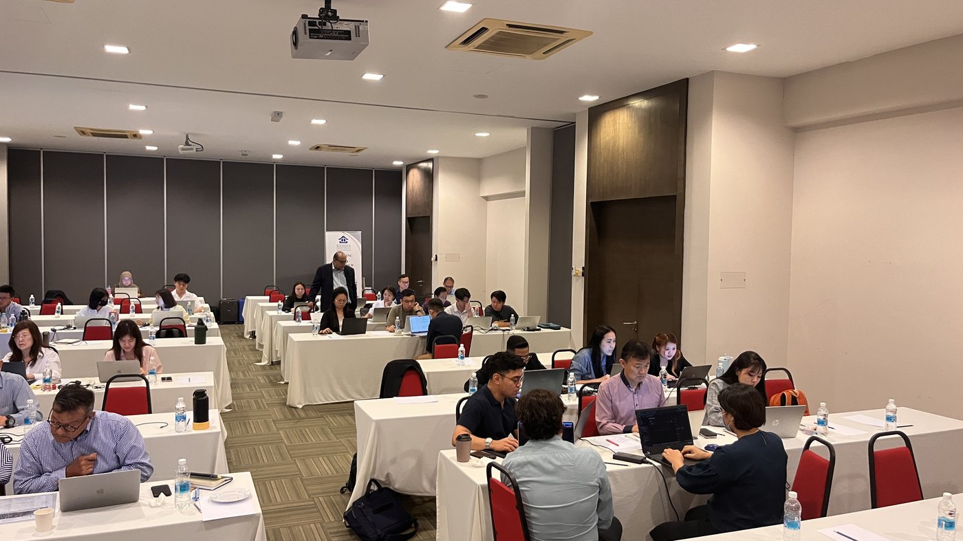 Teams practicing an AI workflow in a sales and marketing training room